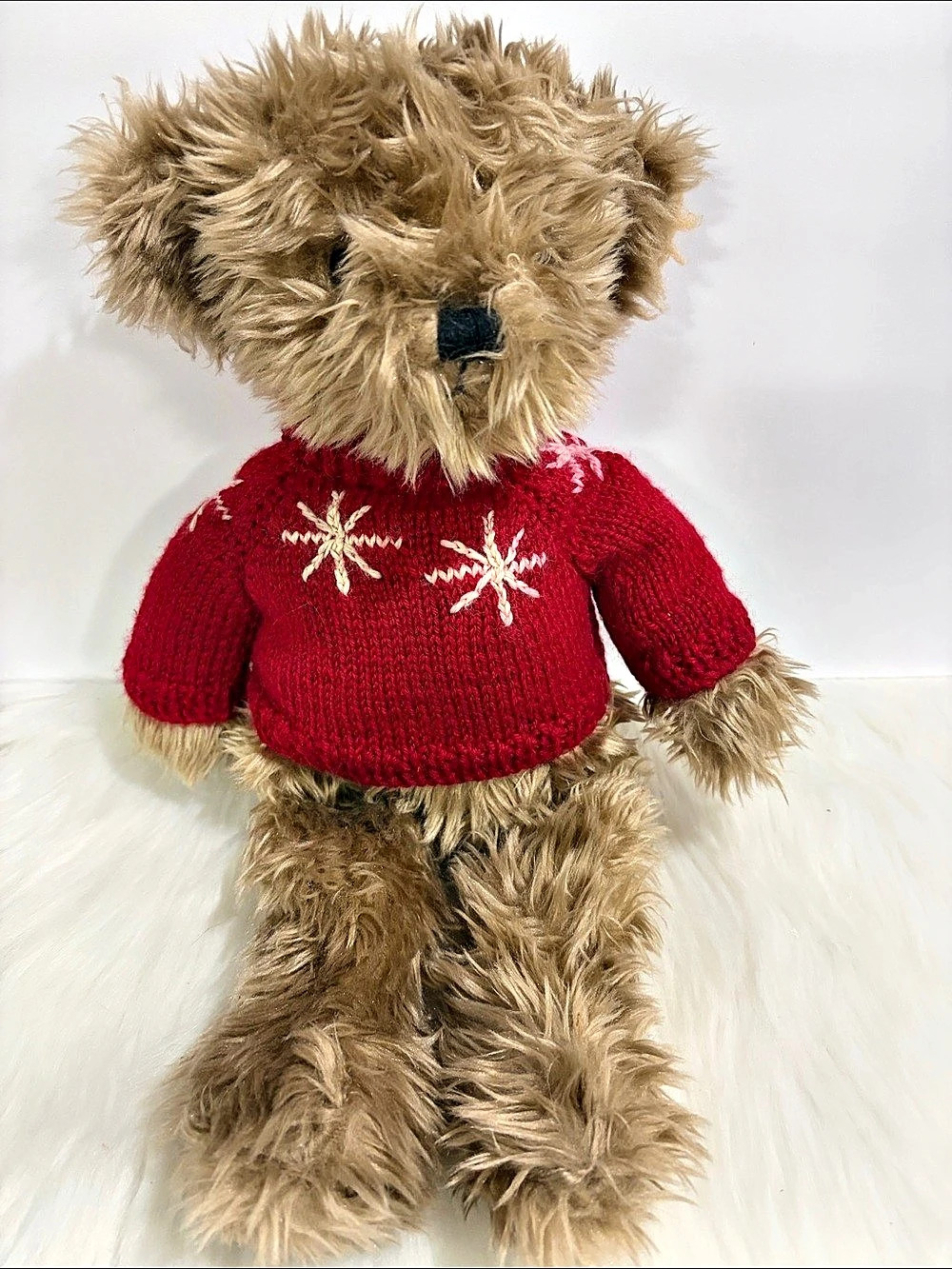 Ganz Bear Plush Red Snowflake Sweater